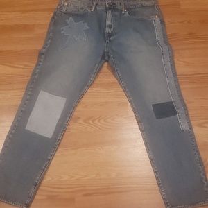 Levis 502 patched repaired factory distressed